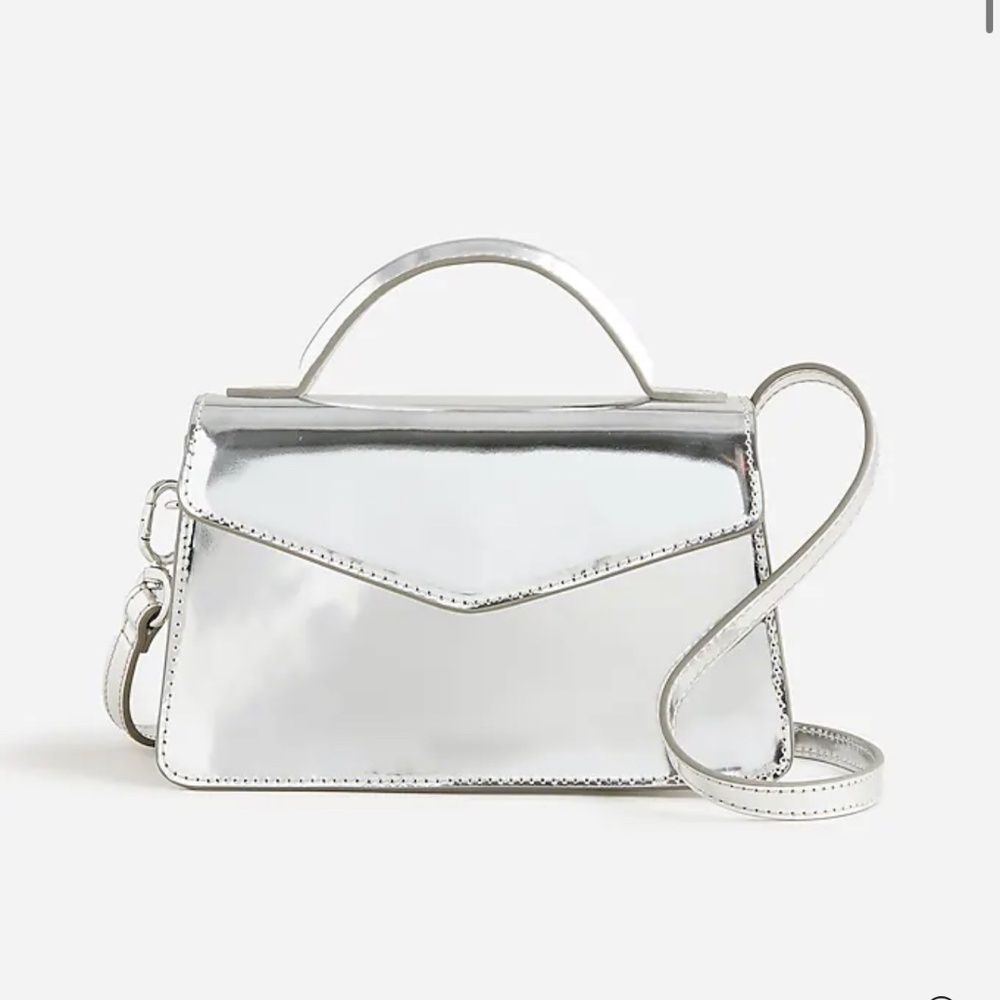 J crew Gracie silver metallic  crossbody bag